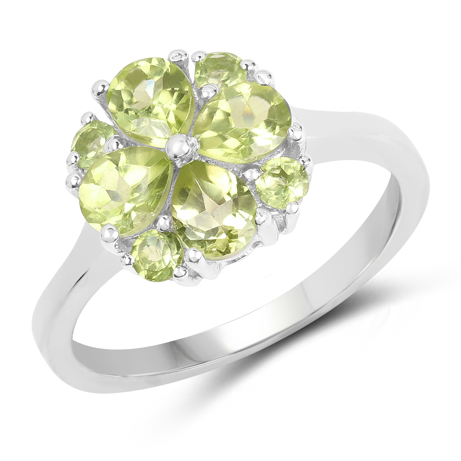 1.48 Carat Genuine Peridot .925 Sterling Silver Ring