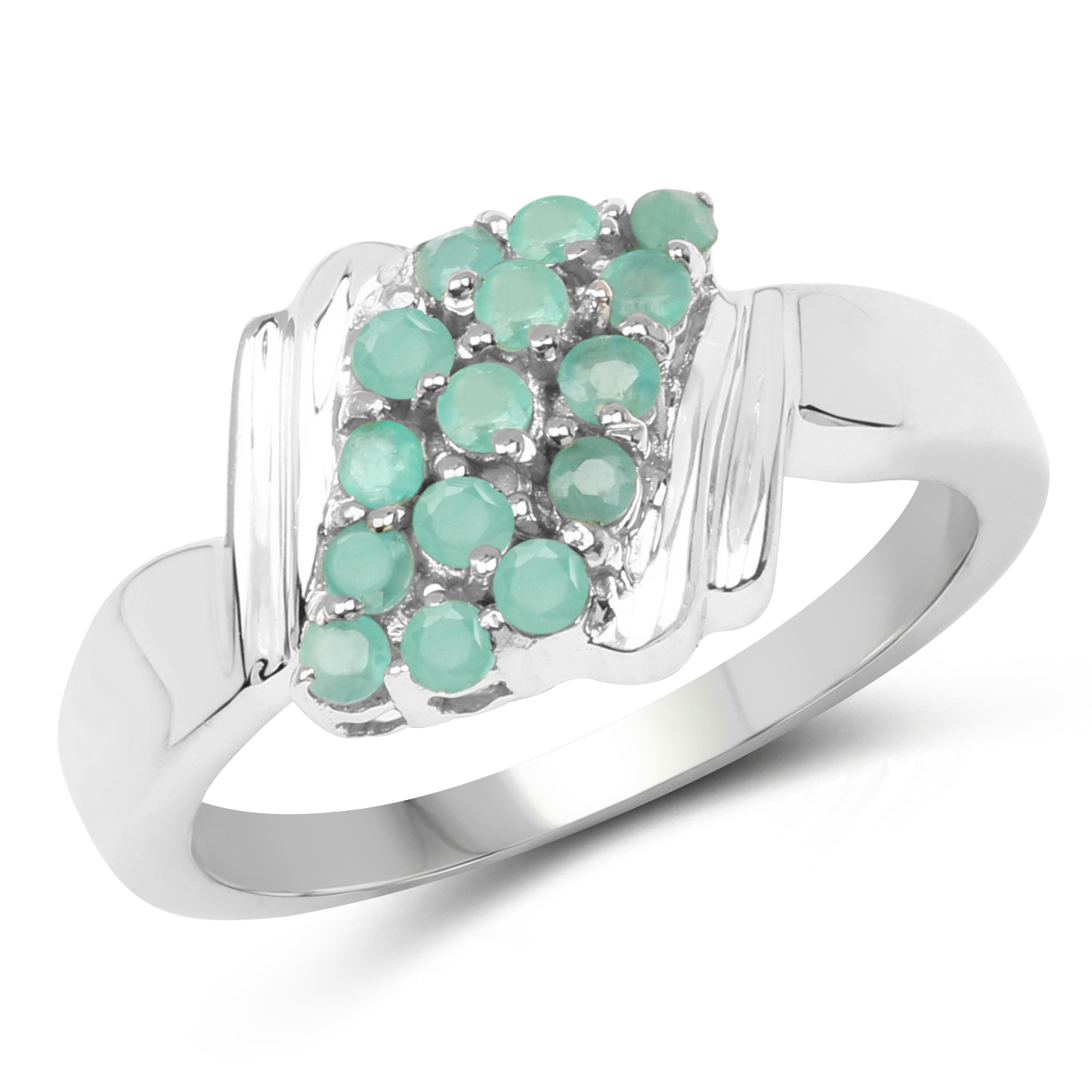 0.45  Carat Genuine Emerald .925 Sterling Silver Ring