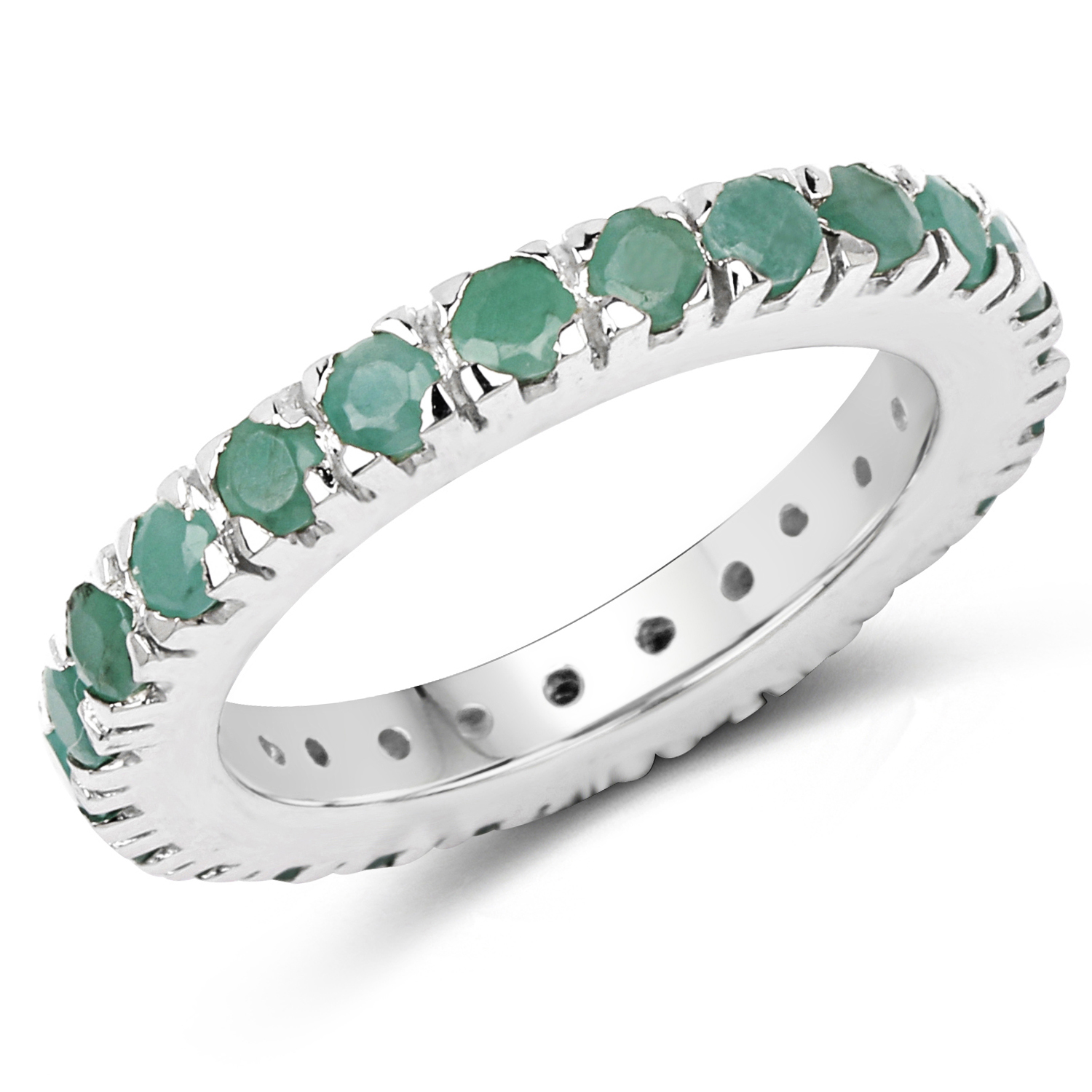 1.49 Carat Genuine Emerald .925 Sterling Silver Ring