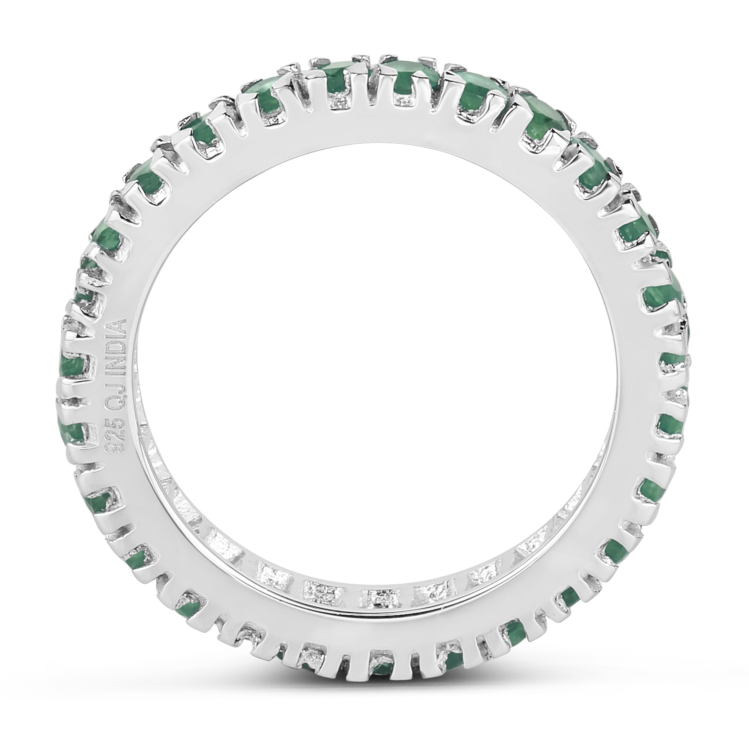 1.49 Carat Genuine Emerald .925 Sterling Silver Ring