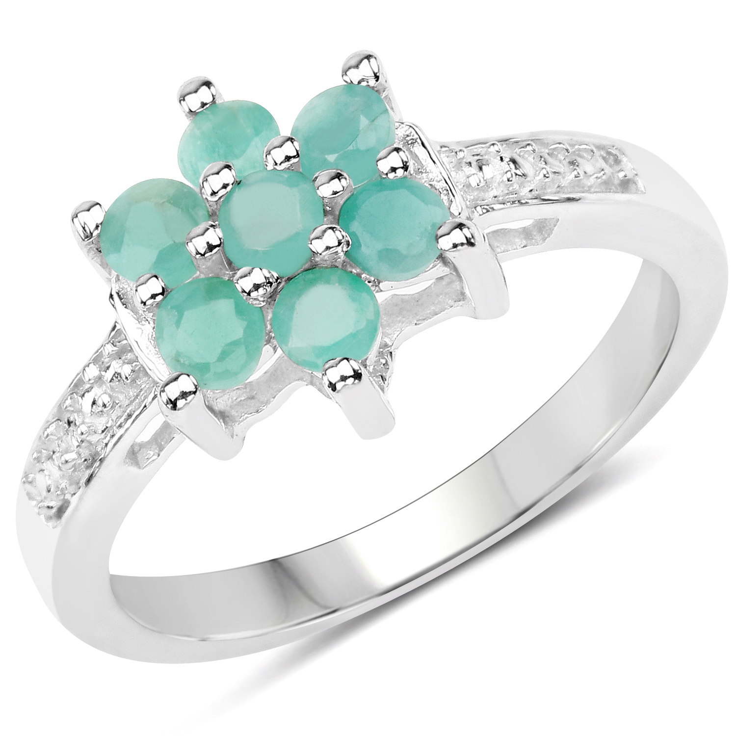 0.46 Carat Genuine Emerald .925 Sterling Silver Ring