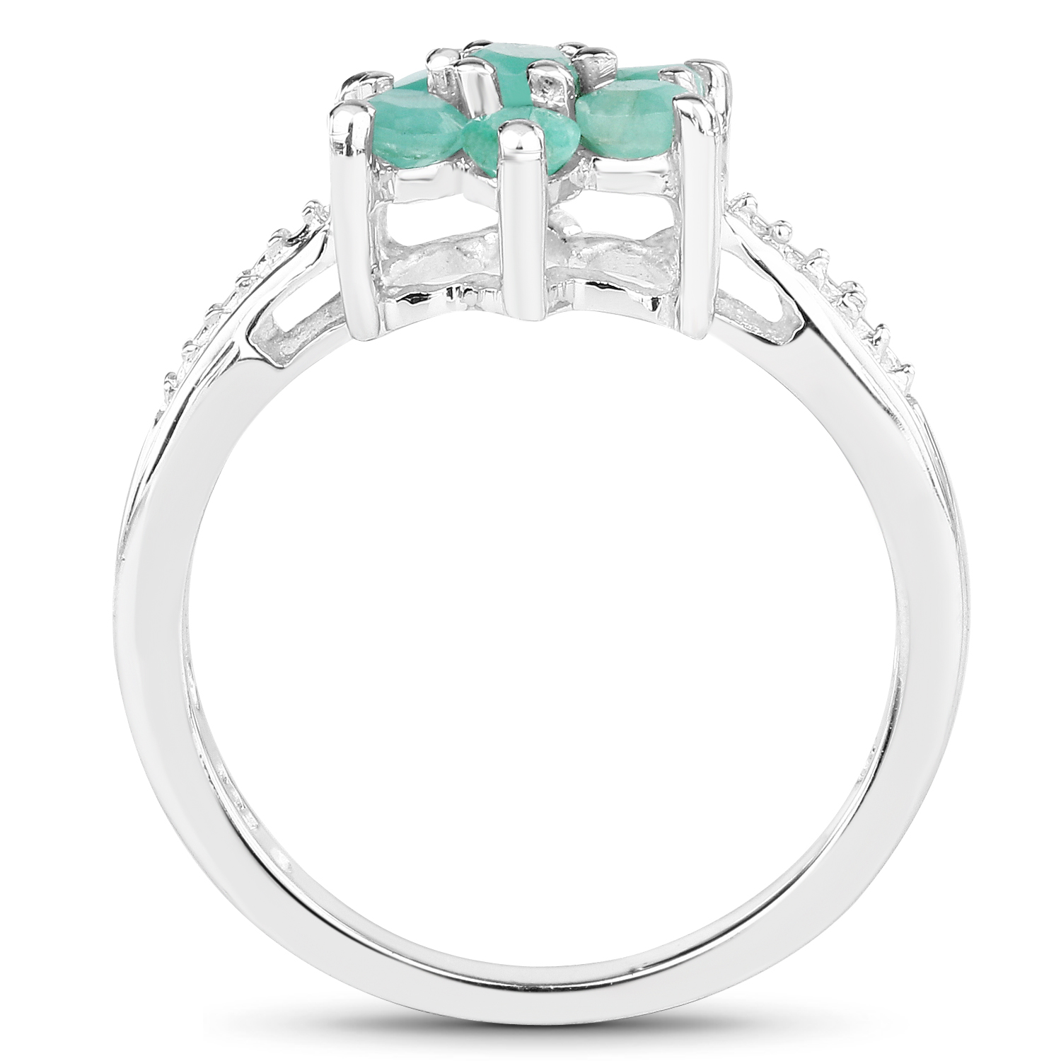 0.46 Carat Genuine Emerald .925 Sterling Silver Ring