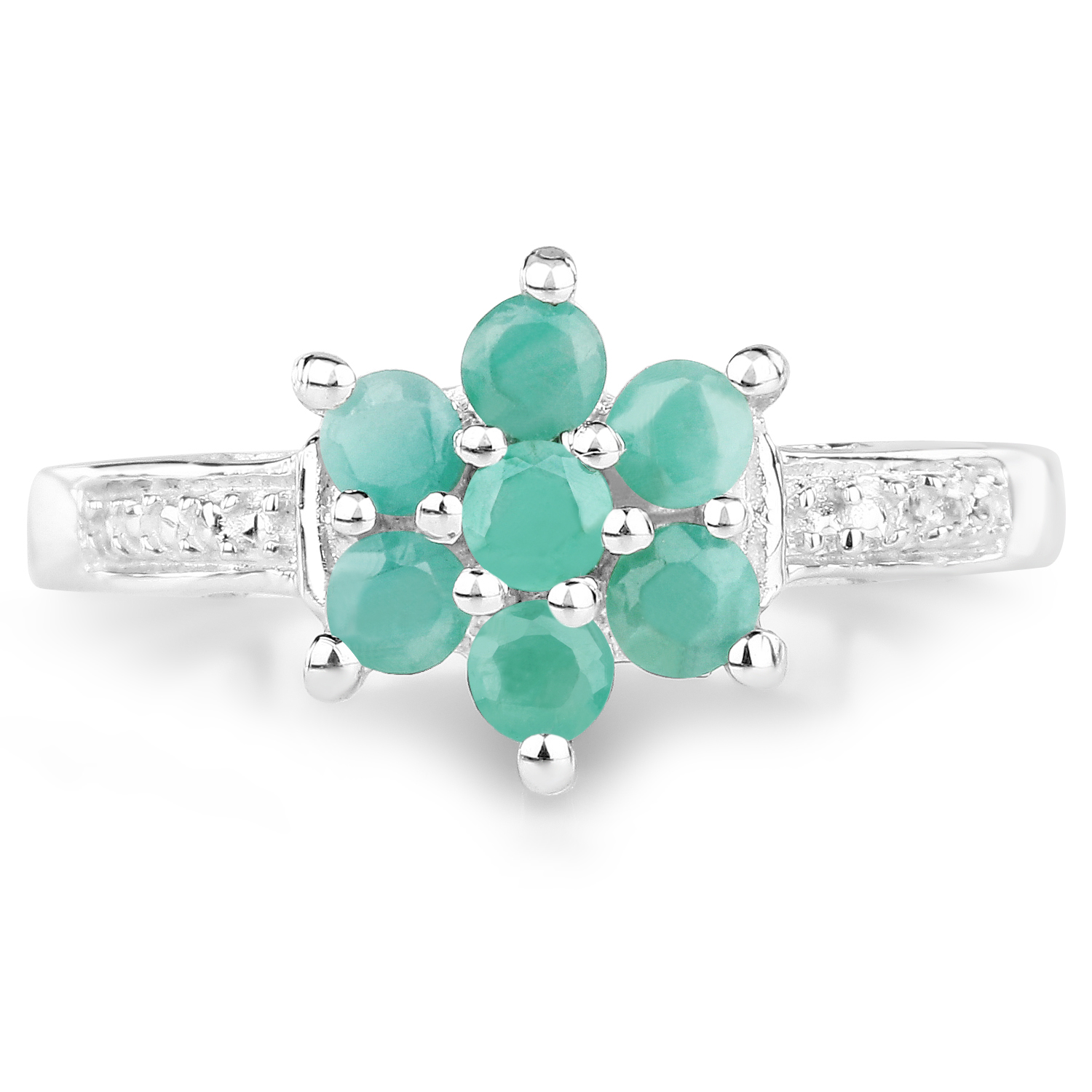 0.46 Carat Genuine Emerald .925 Sterling Silver Ring