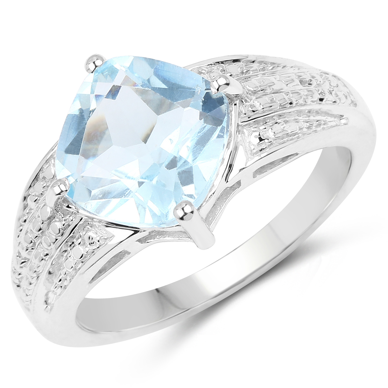 3.65 Carat Genuine Blue Topaz .925 Sterling Silver Ring