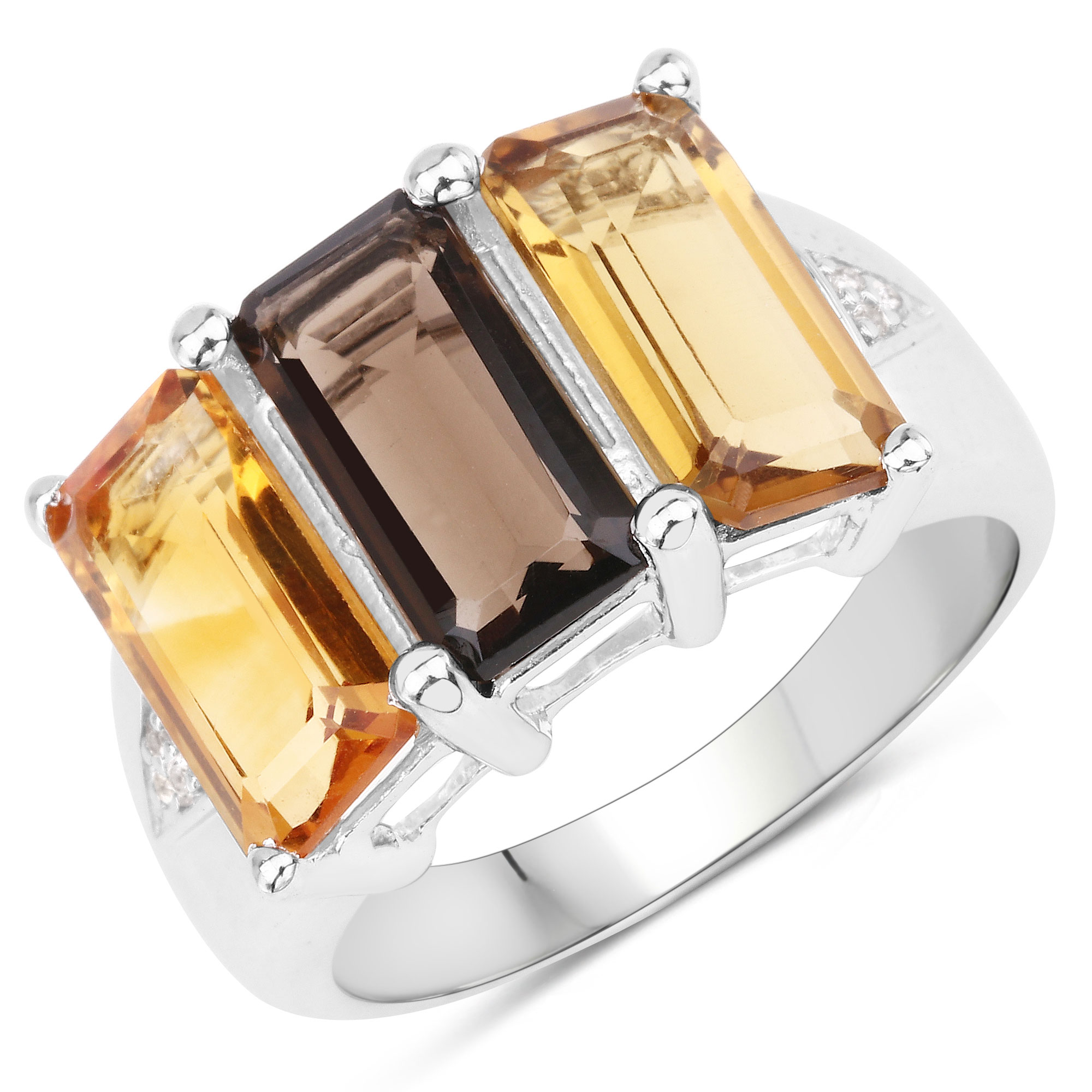 8.17 Carat Genuine Multi Stones .925 Sterling Silver Ring