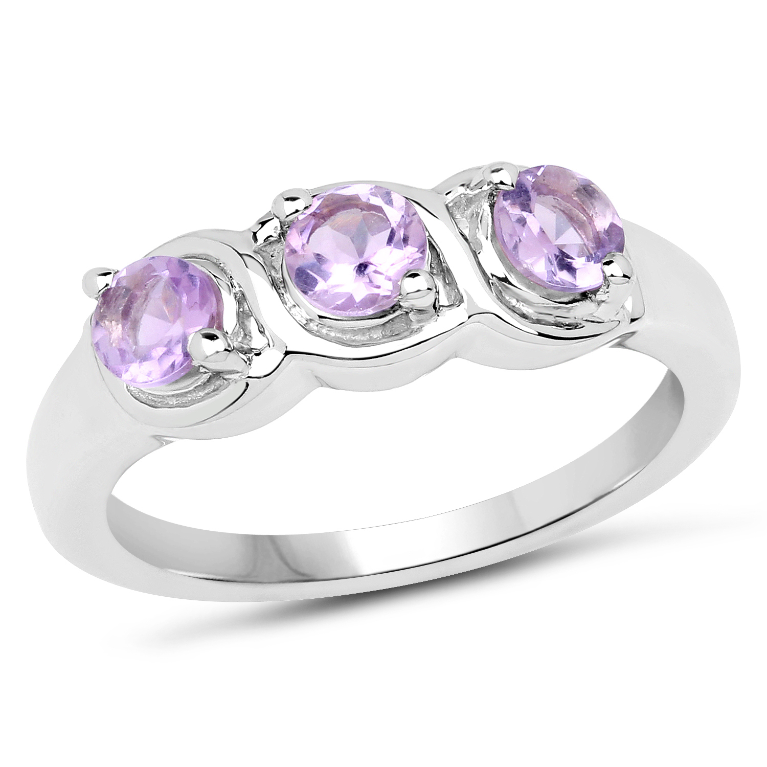 0.75 Carat Genuine Pink Amethyst .925 Sterling Silver Ring
