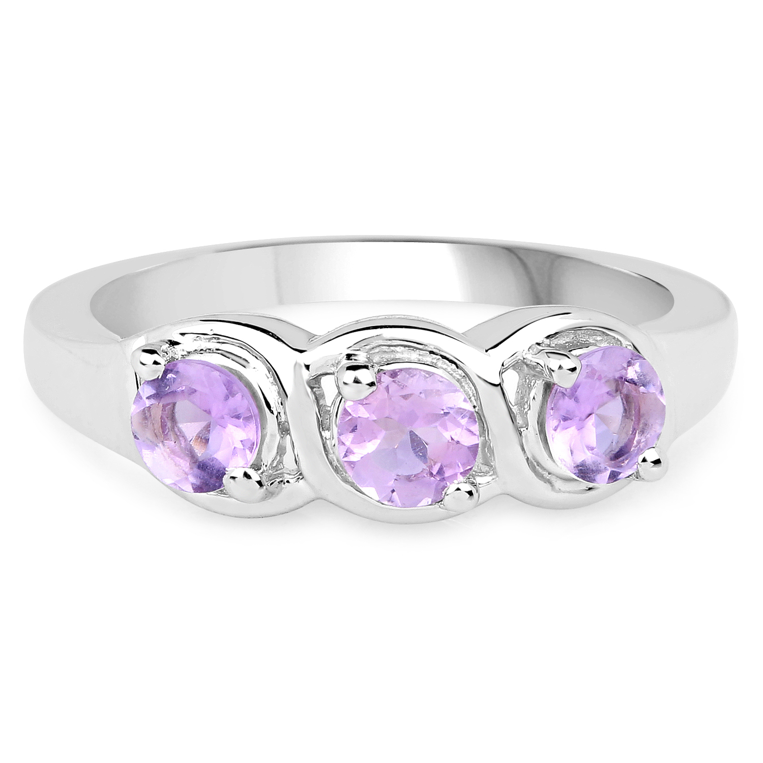 0.75 Carat Genuine Pink Amethyst .925 Sterling Silver Ring