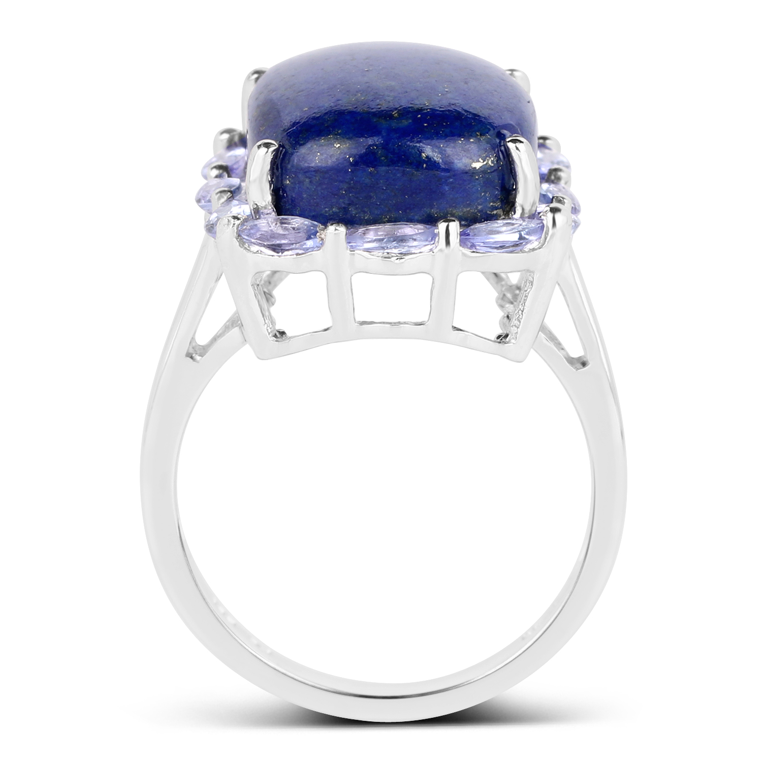 10.56 Carat Genuine Lapis and Tanzanite .925 Sterling Silver Ring
