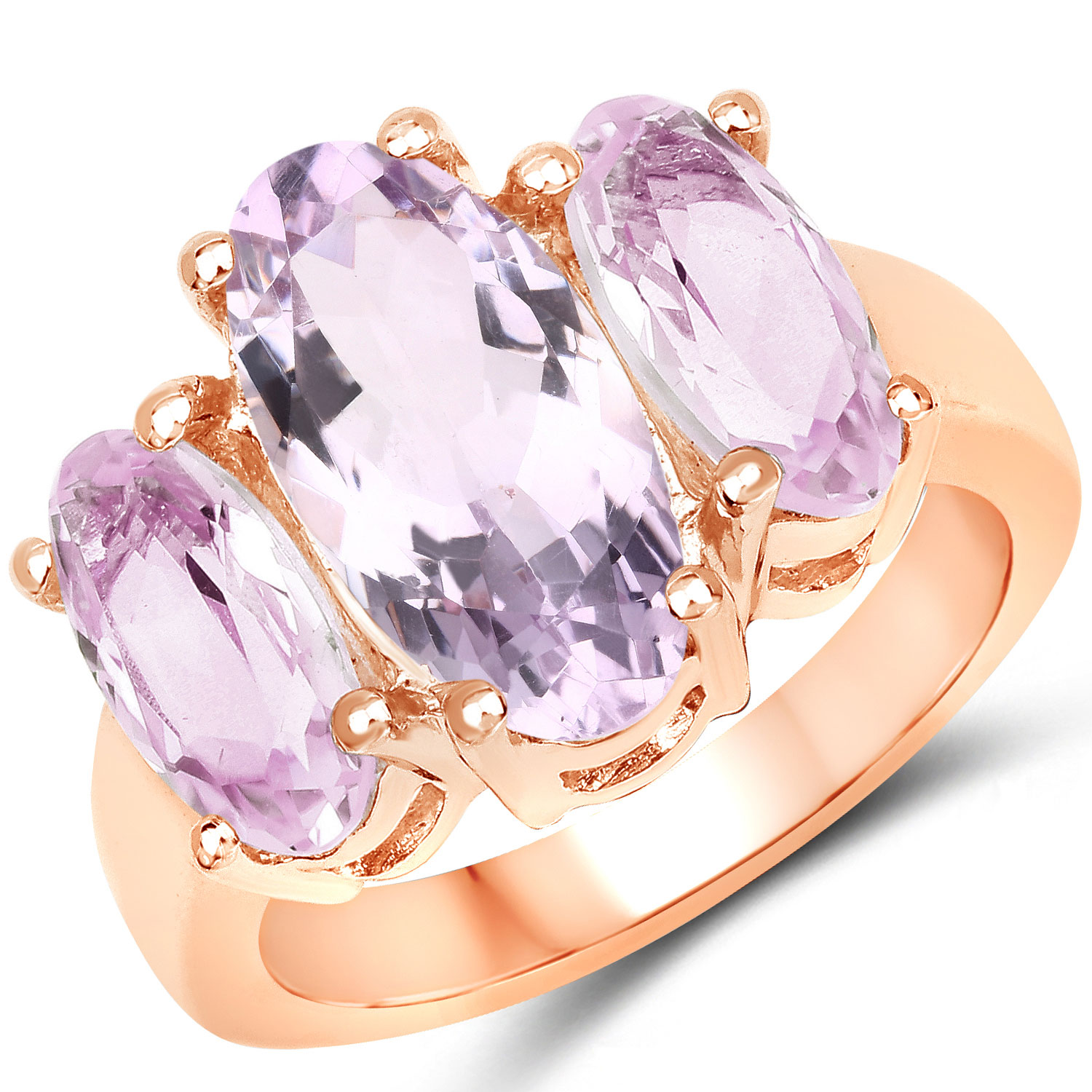 5.44 Carat Genuine Pink Amethyst .925 Sterling Silver Ring