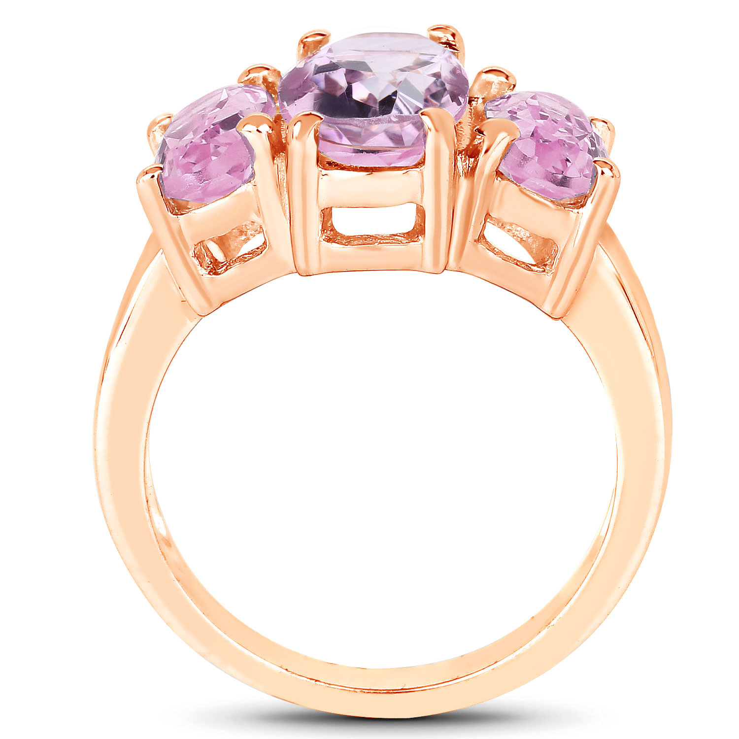 5.44 Carat Genuine Pink Amethyst .925 Sterling Silver Ring