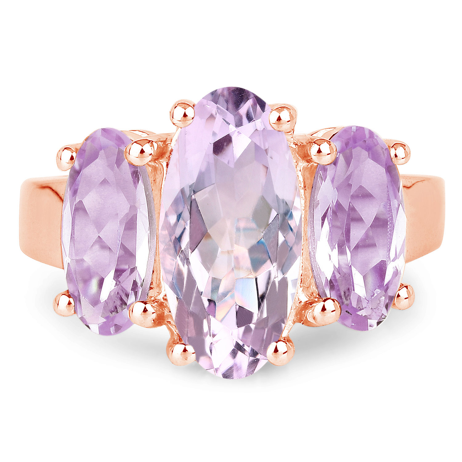 5.44 Carat Genuine Pink Amethyst .925 Sterling Silver Ring