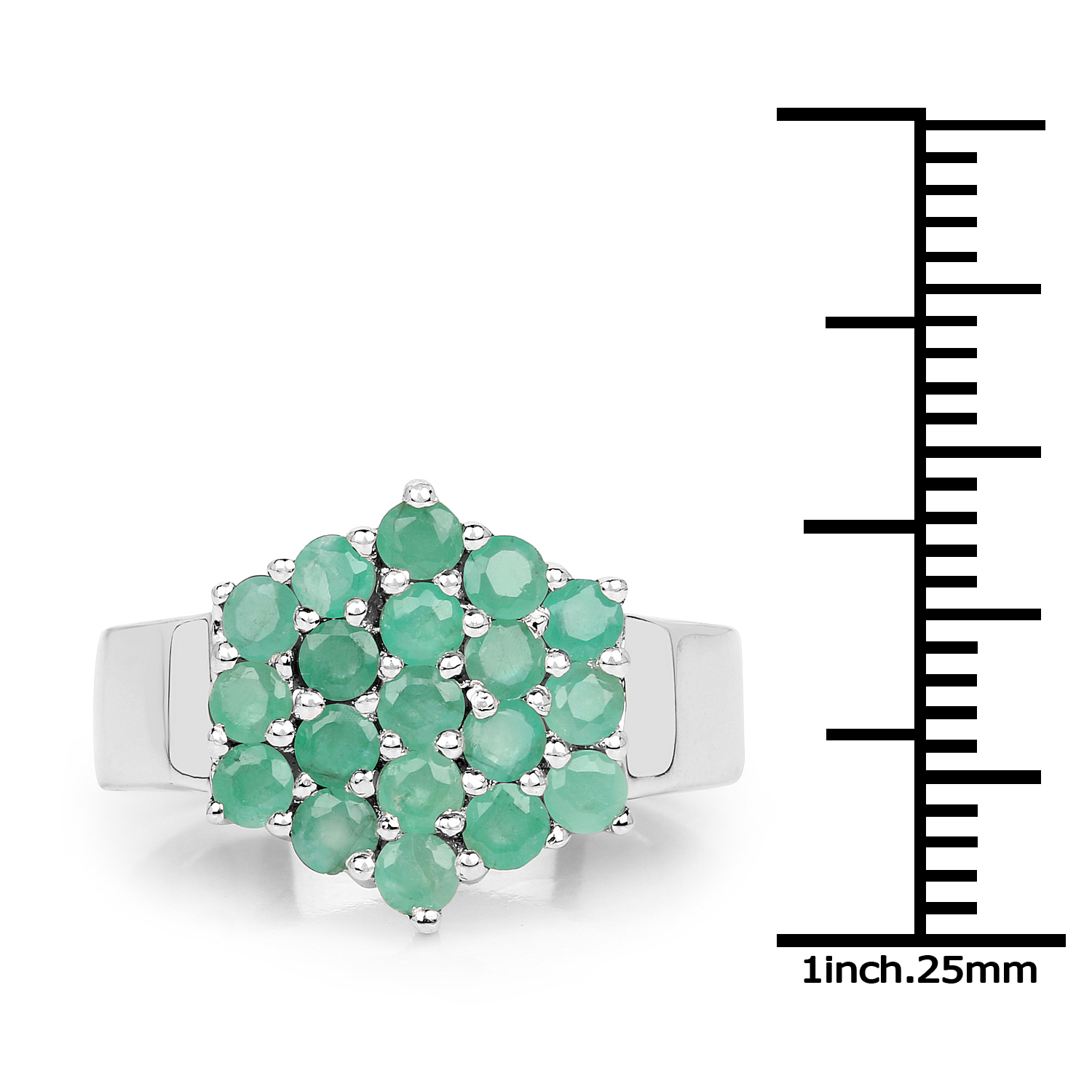 1.05 Carat Genuine Emerald .925 Sterling Silver Ring