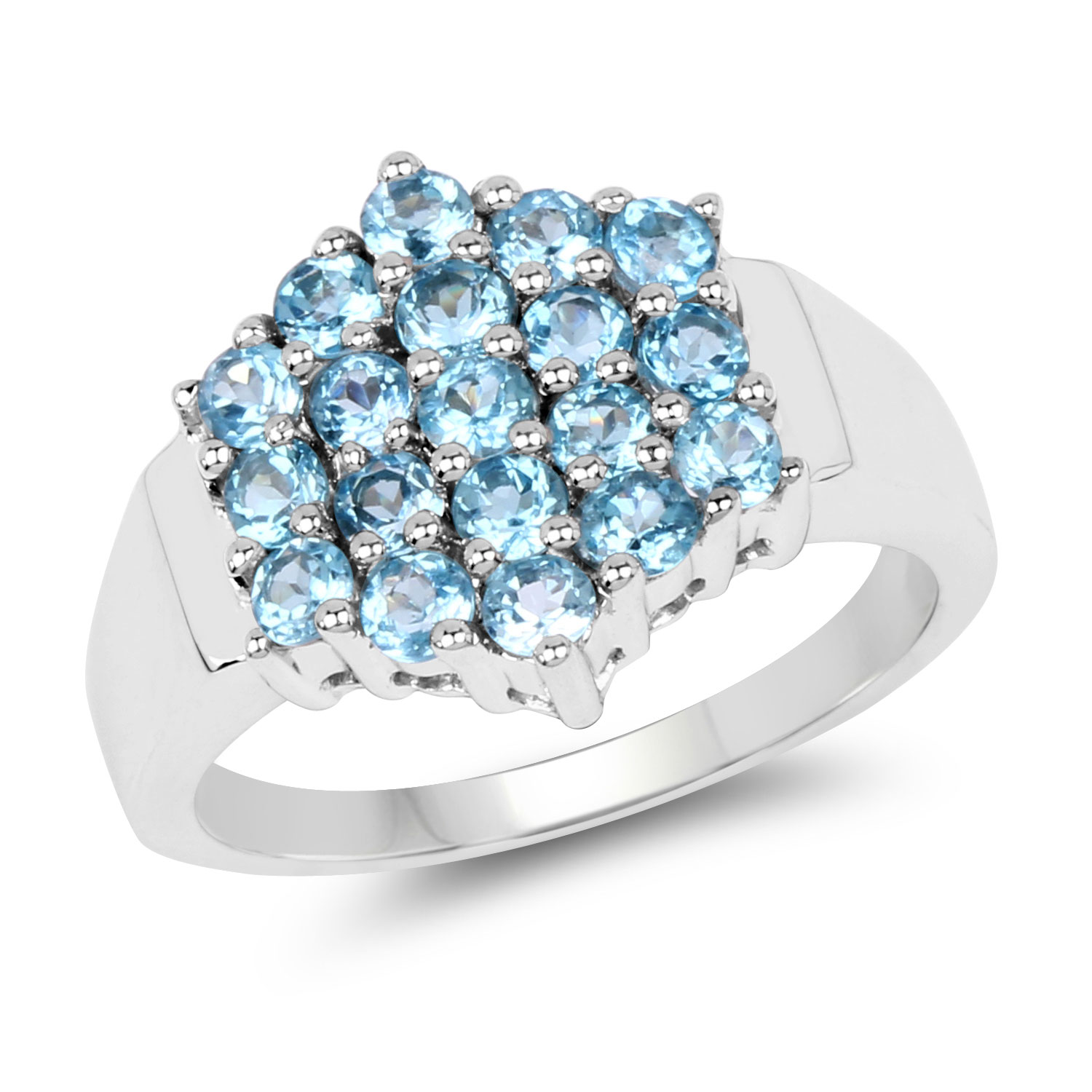 1.44 Carat Genuine Swiss Blue Topaz .925 Sterling Silver Ring
