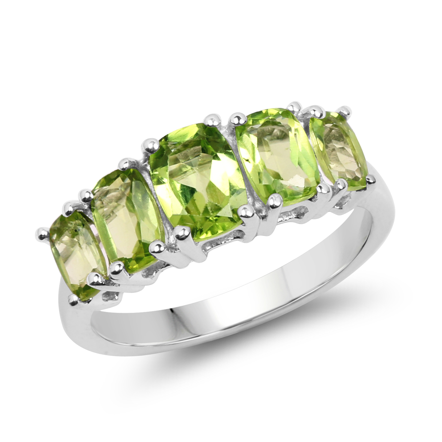 2.67 Carat Genuine Peridot .925 Sterling Silver Ring