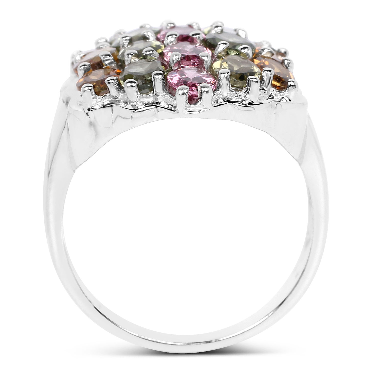 5.89 Carat Genuine Multi Tourmaline .925 Sterling Silver Ring