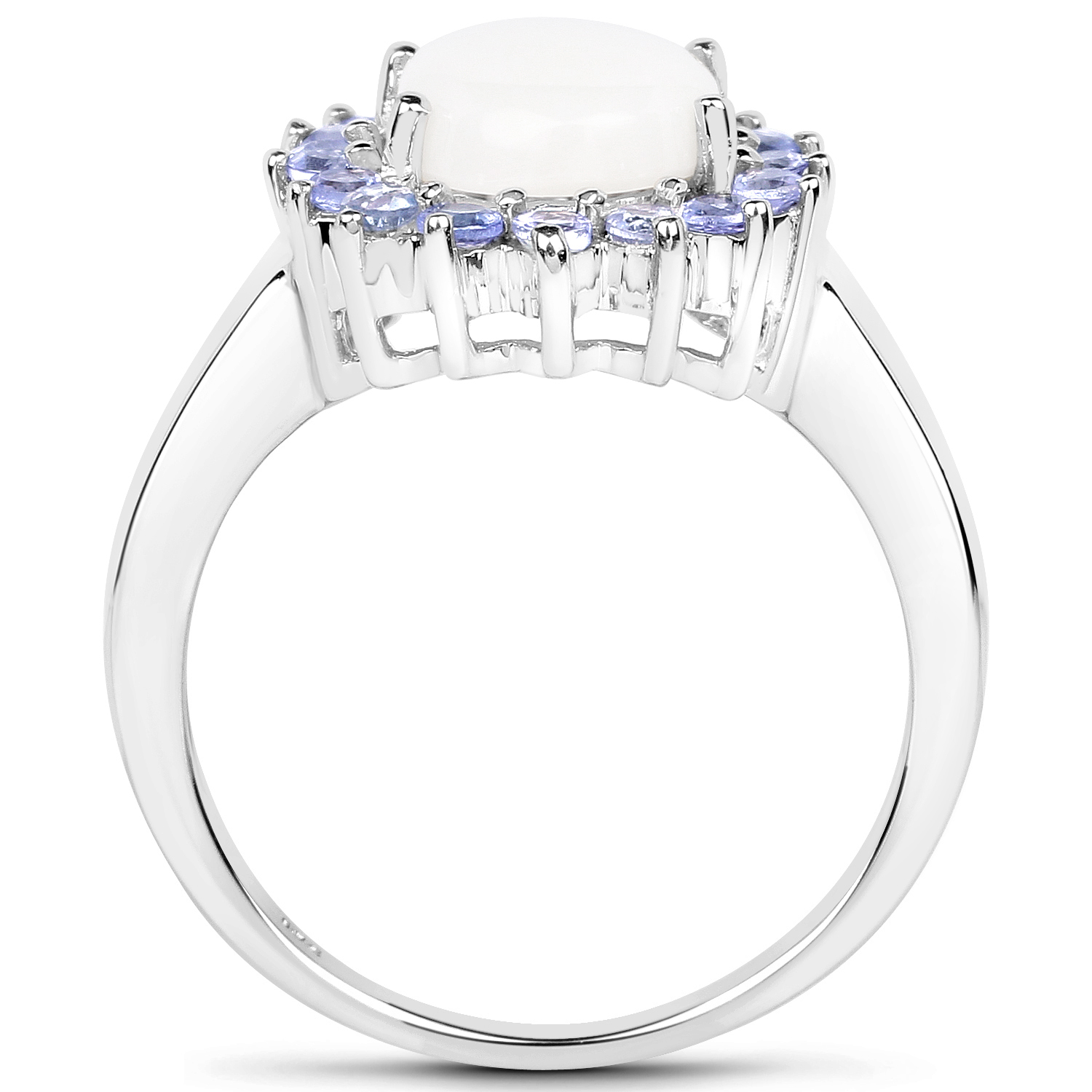 2.26 Carat Genuine Opal and Tanzanite .925 Sterling Silver Ring