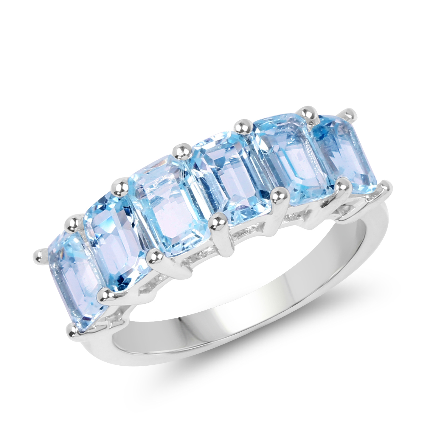 4.08 Carat Genuine Blue Topaz .925 Sterling Silver Ring