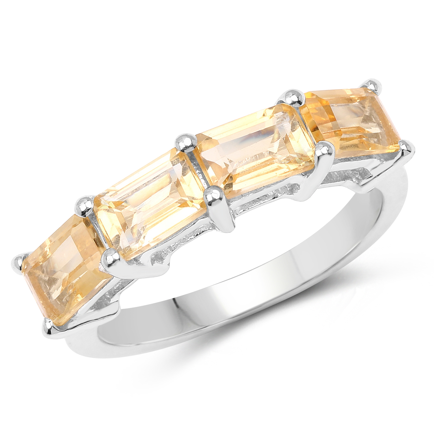 2.20 Carat Genuine Citrine .925 Sterling Silver Ring