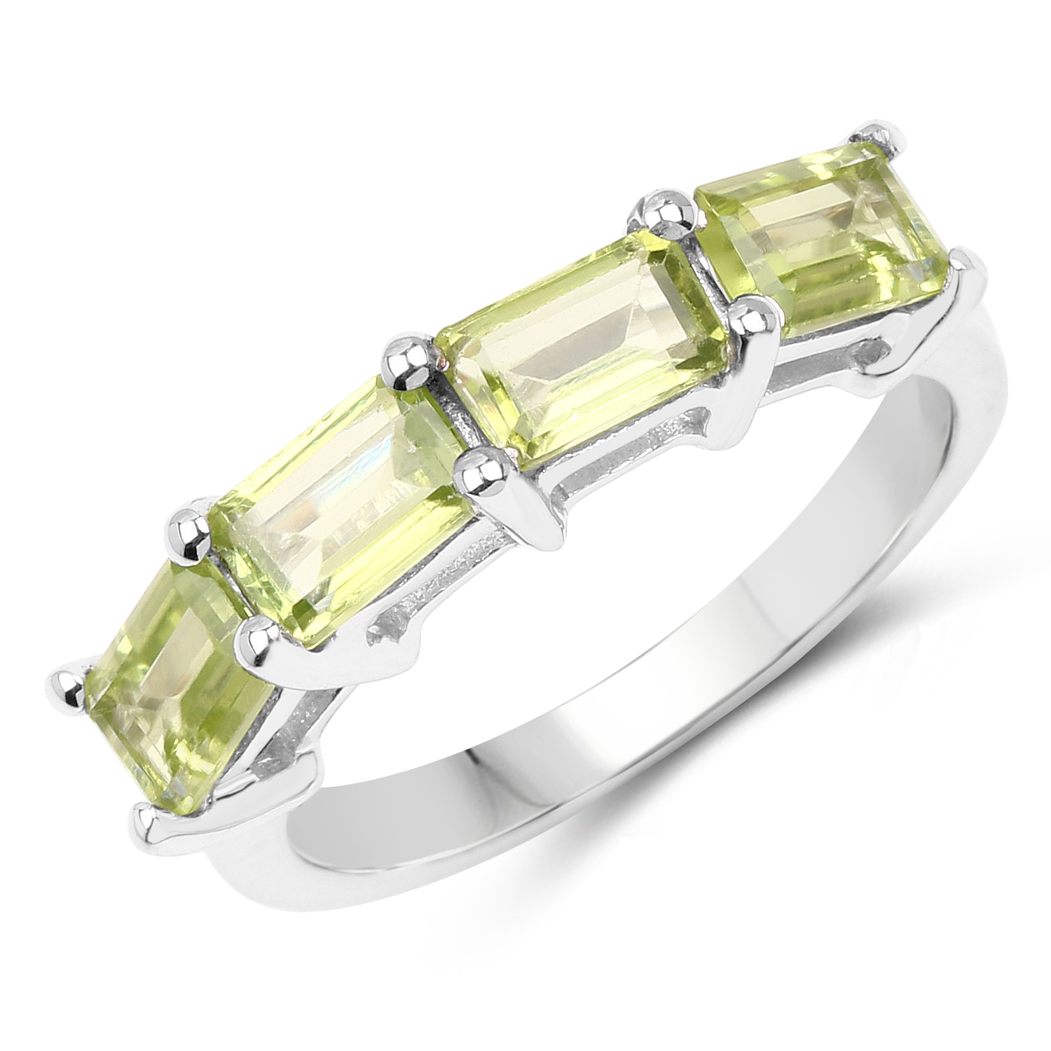 2.20 Carat Genuine Peridot .925 Sterling Silver Ring