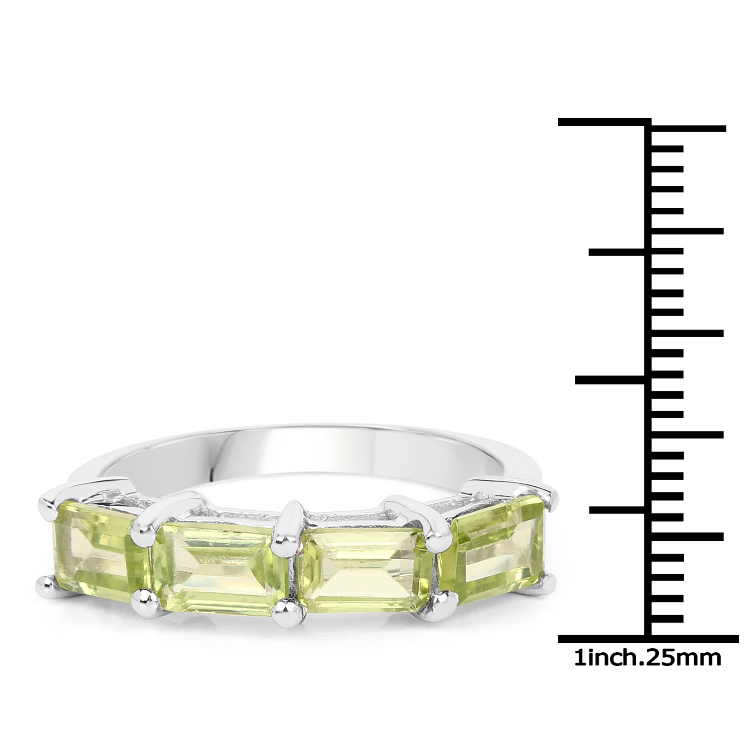 2.20 Carat Genuine Peridot .925 Sterling Silver Ring