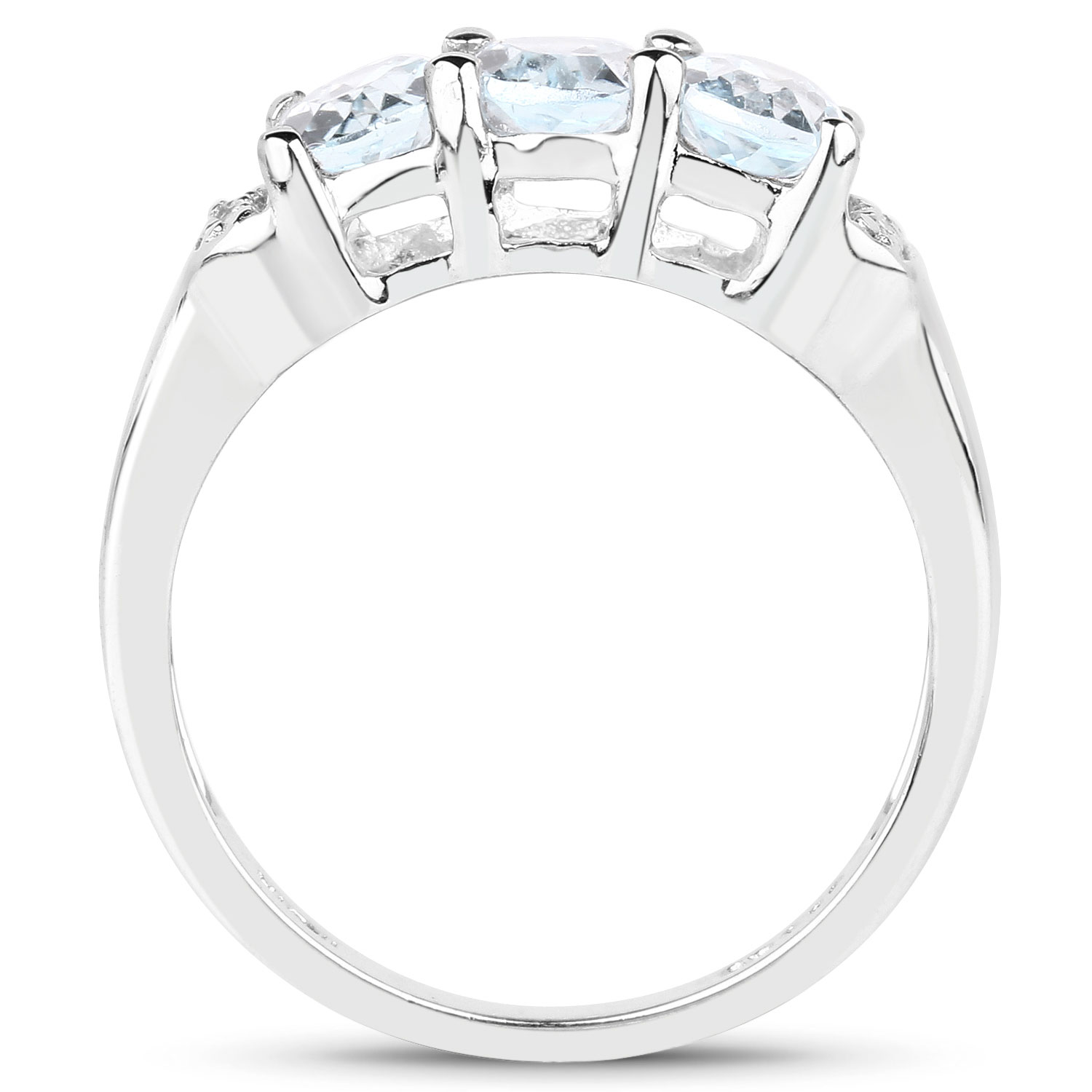 1.84 Carat Genuine Blue Topaz and White Topaz .925 Sterling Silver Ring