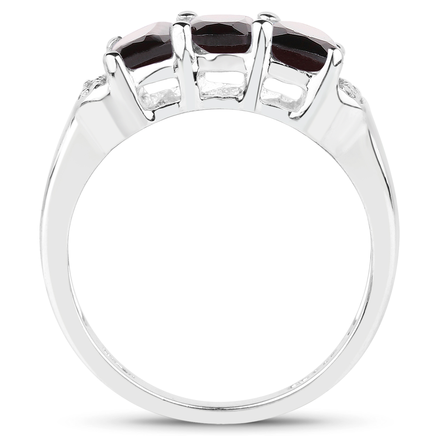 1.84 Carat Genuine Garnet & White Topaz .925 Sterling Silver Ring