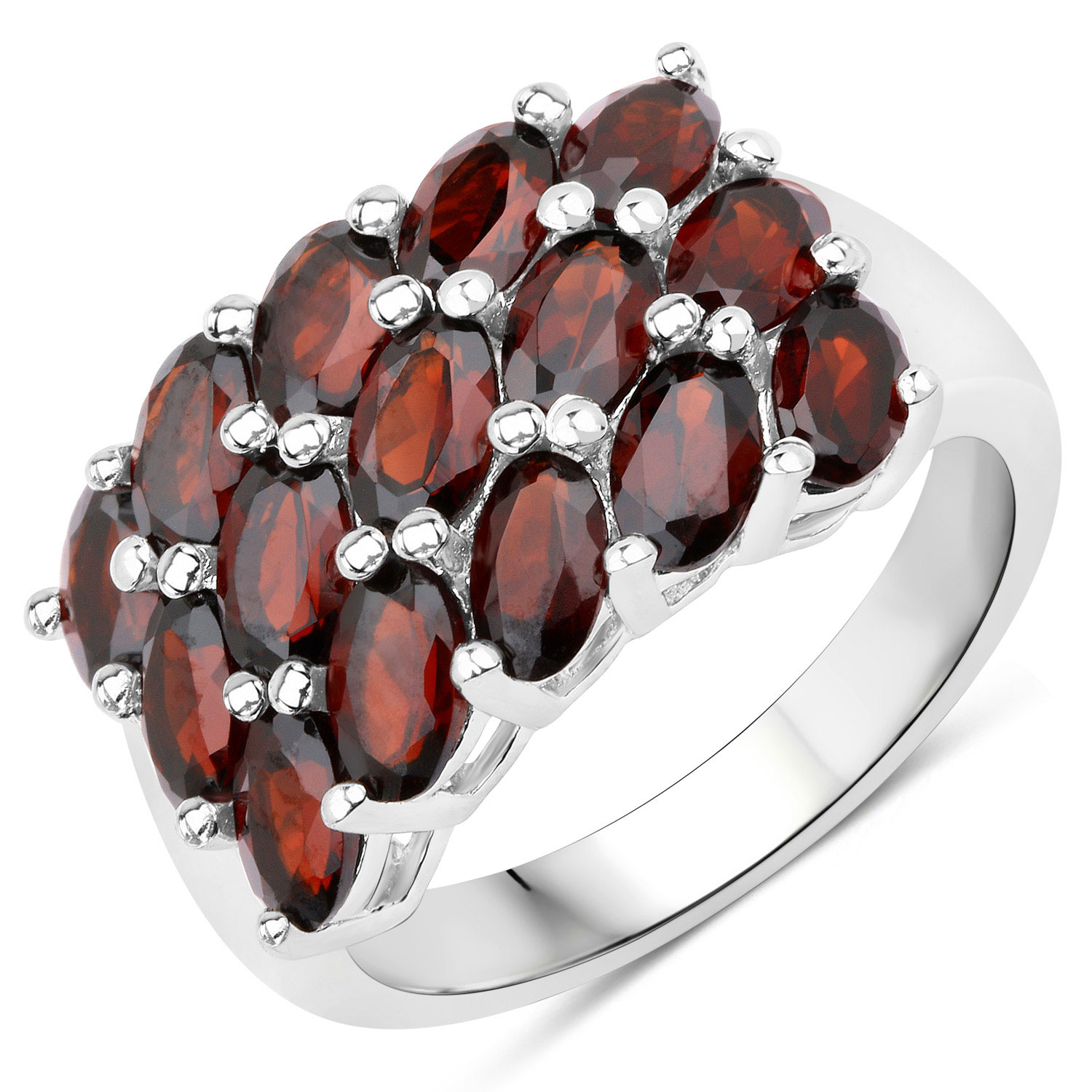 4.20 Carat Genuine Garnet .925 Sterling Silver Ring