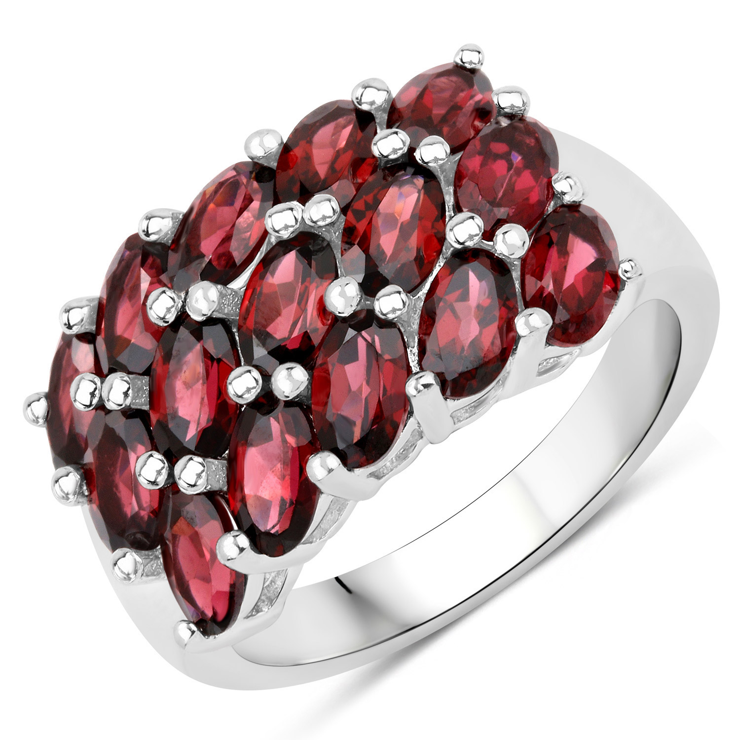 4.20 Carat Genuine Rhodolite Garnet .925 Sterling Silver Ring