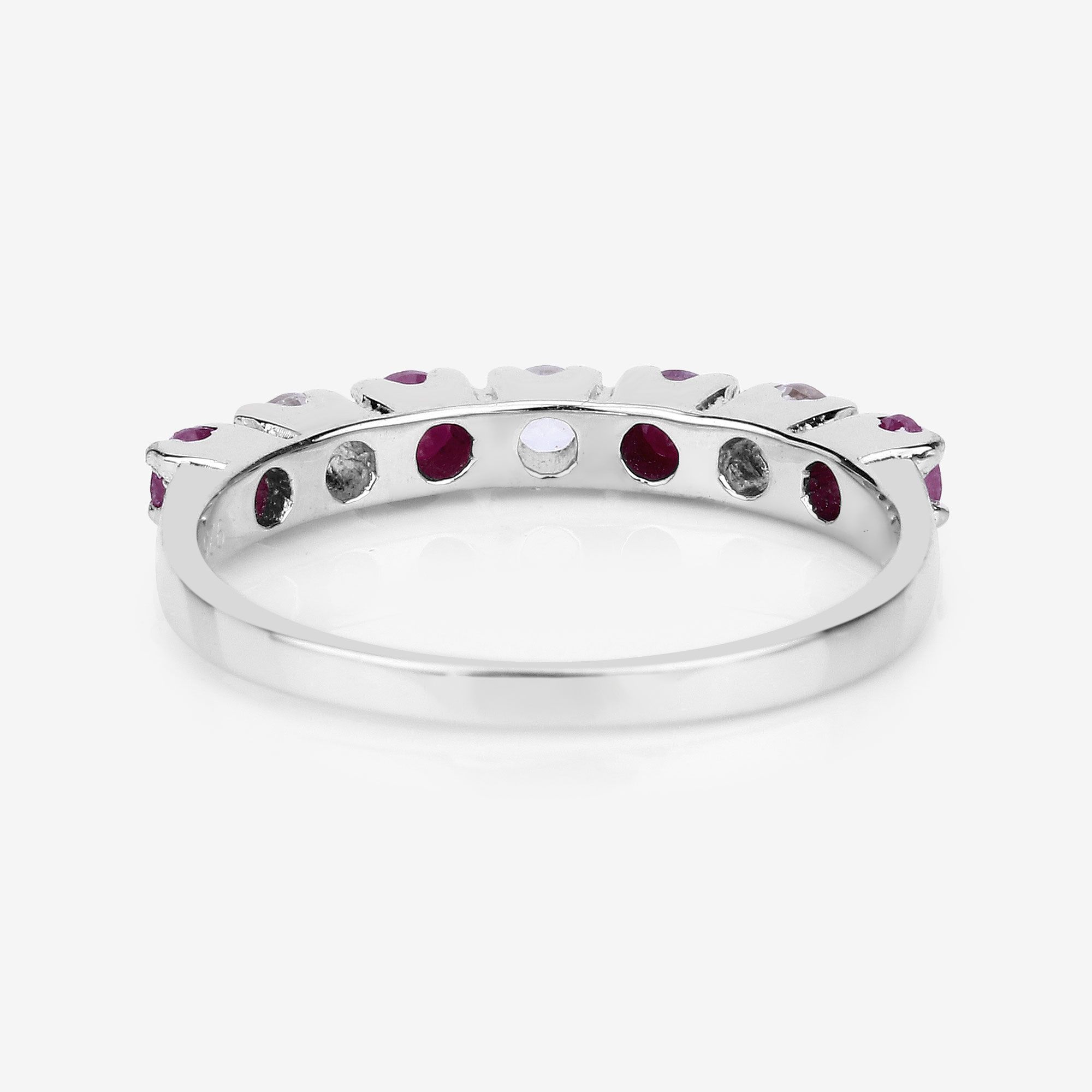 0.51 Carat Genuine Ruby and White Topaz .925 Sterling Silver Ring