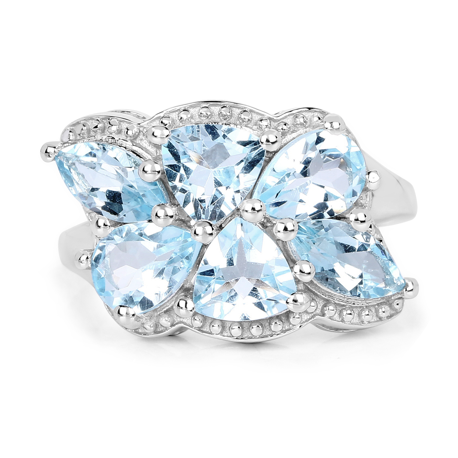 4.34 Carat Genuine Blue Topaz .925 Sterling Silver Ring