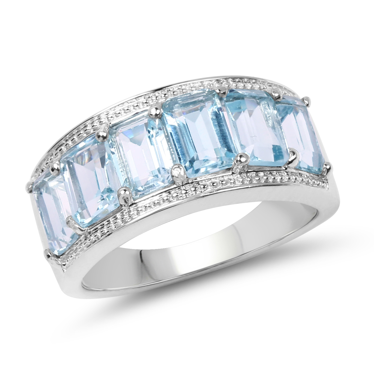 4.08 Carat Genuine Blue Topaz .925 Sterling Silver Ring