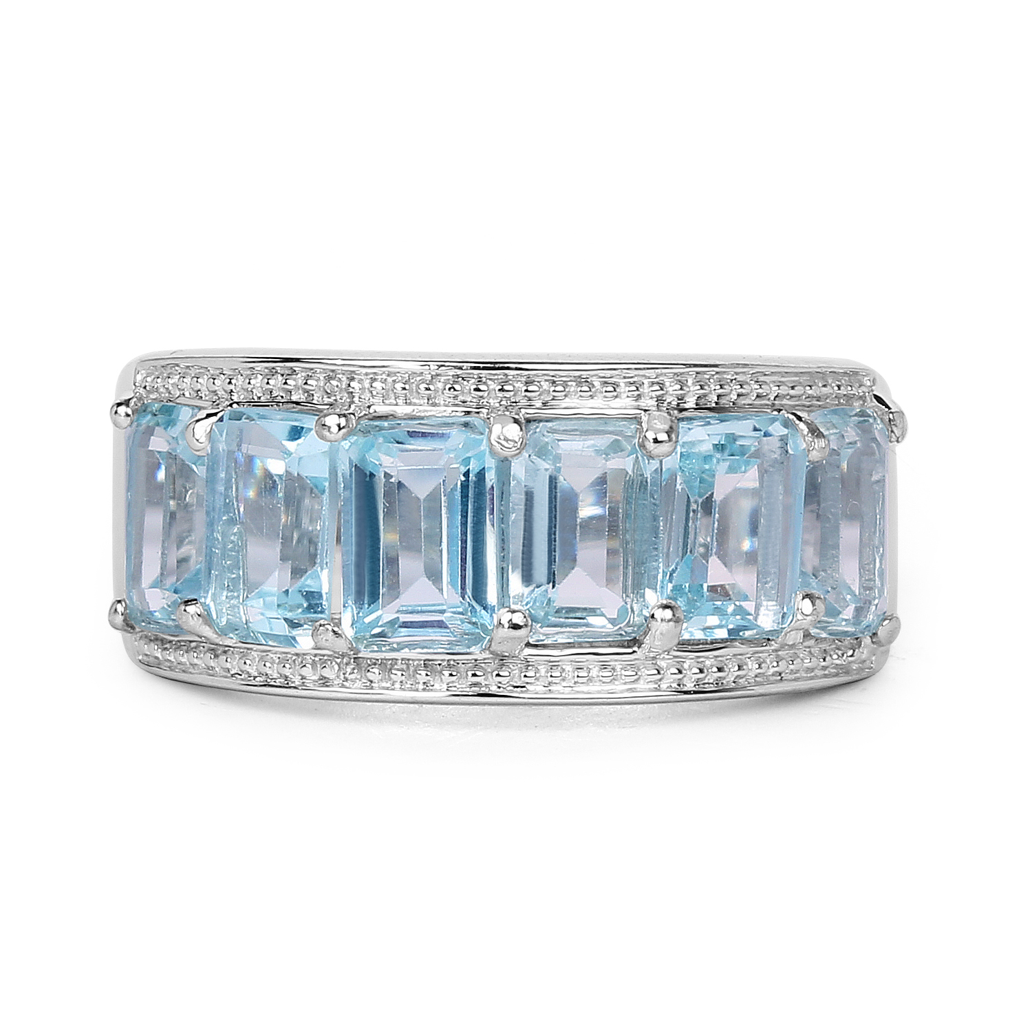 4.08 Carat Genuine Blue Topaz .925 Sterling Silver Ring