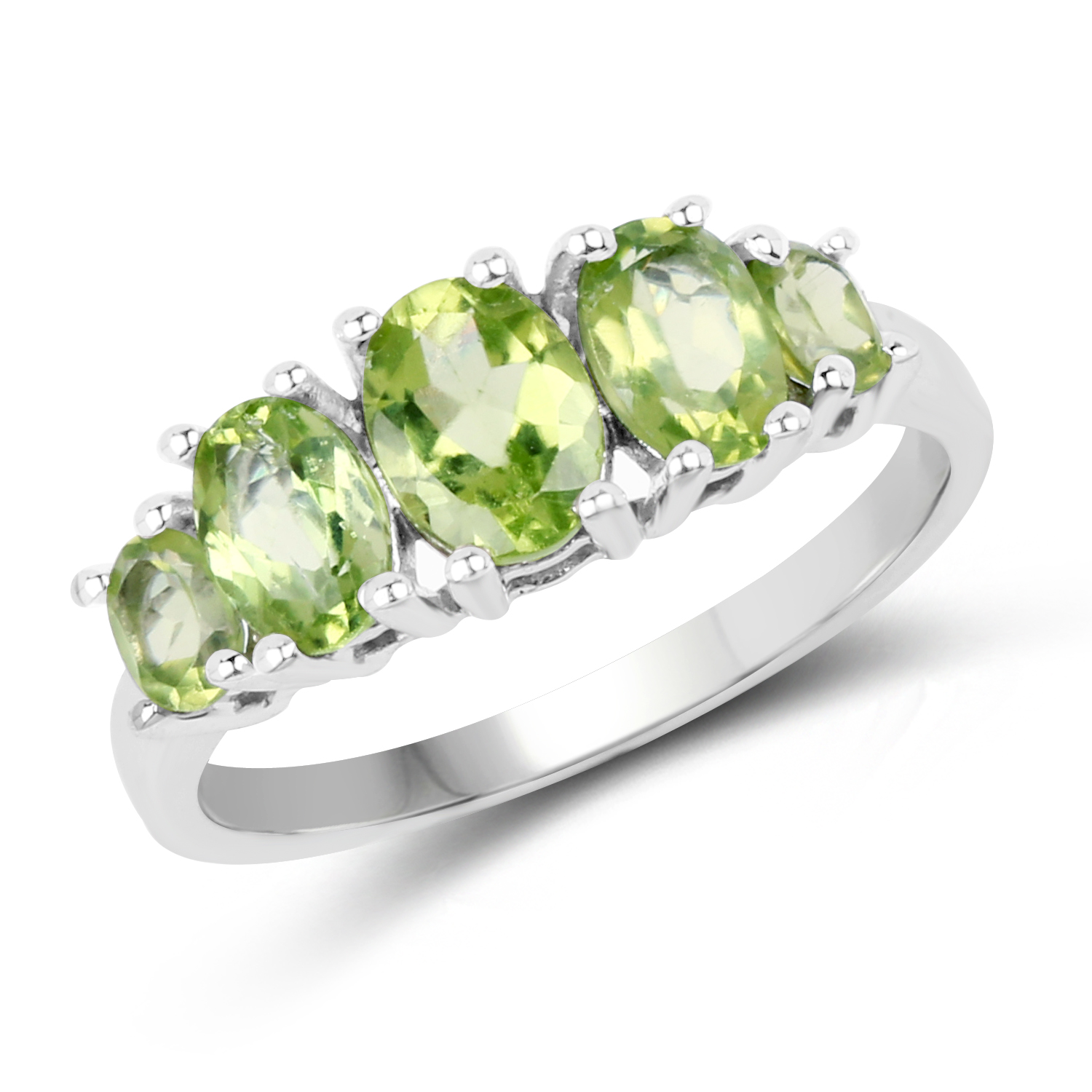 2.03 Carat Genuine Peridot .925 Sterling Silver Ring
