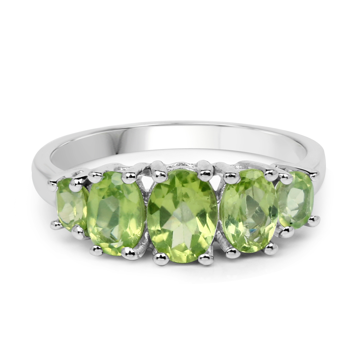 2.03 Carat Genuine Peridot .925 Sterling Silver Ring