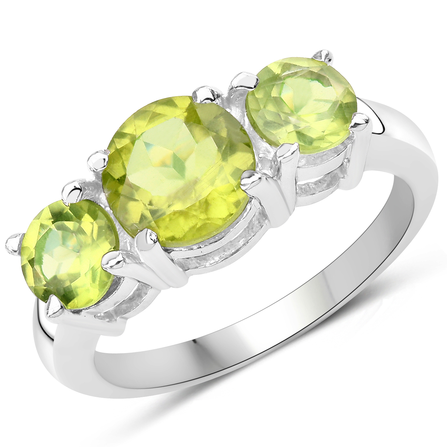 2.27 Carat Genuine Peridot .925 Sterling Silver Ring