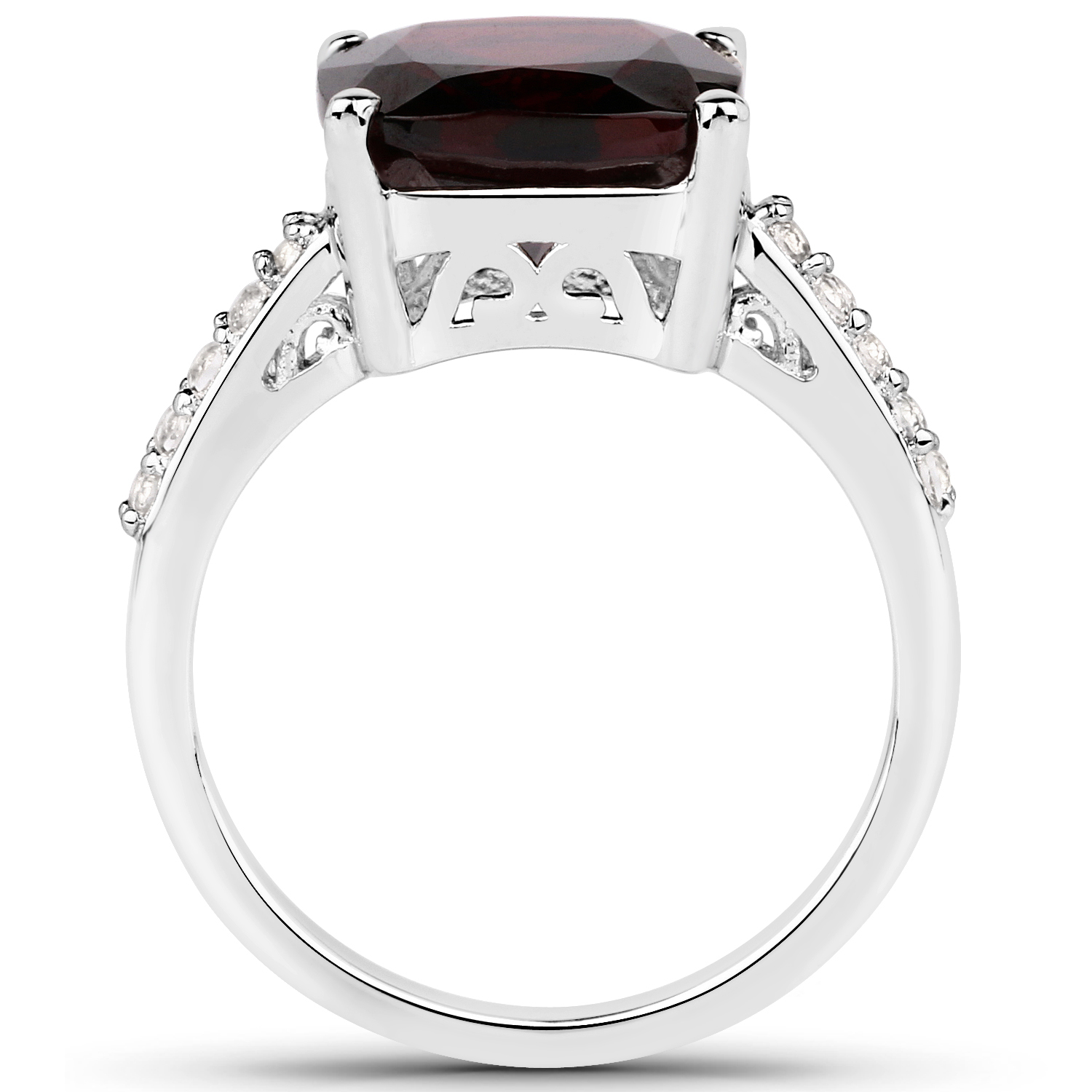 4.92 Carat Genuine Garnet and White Topaz .925 Sterling Silver Ring