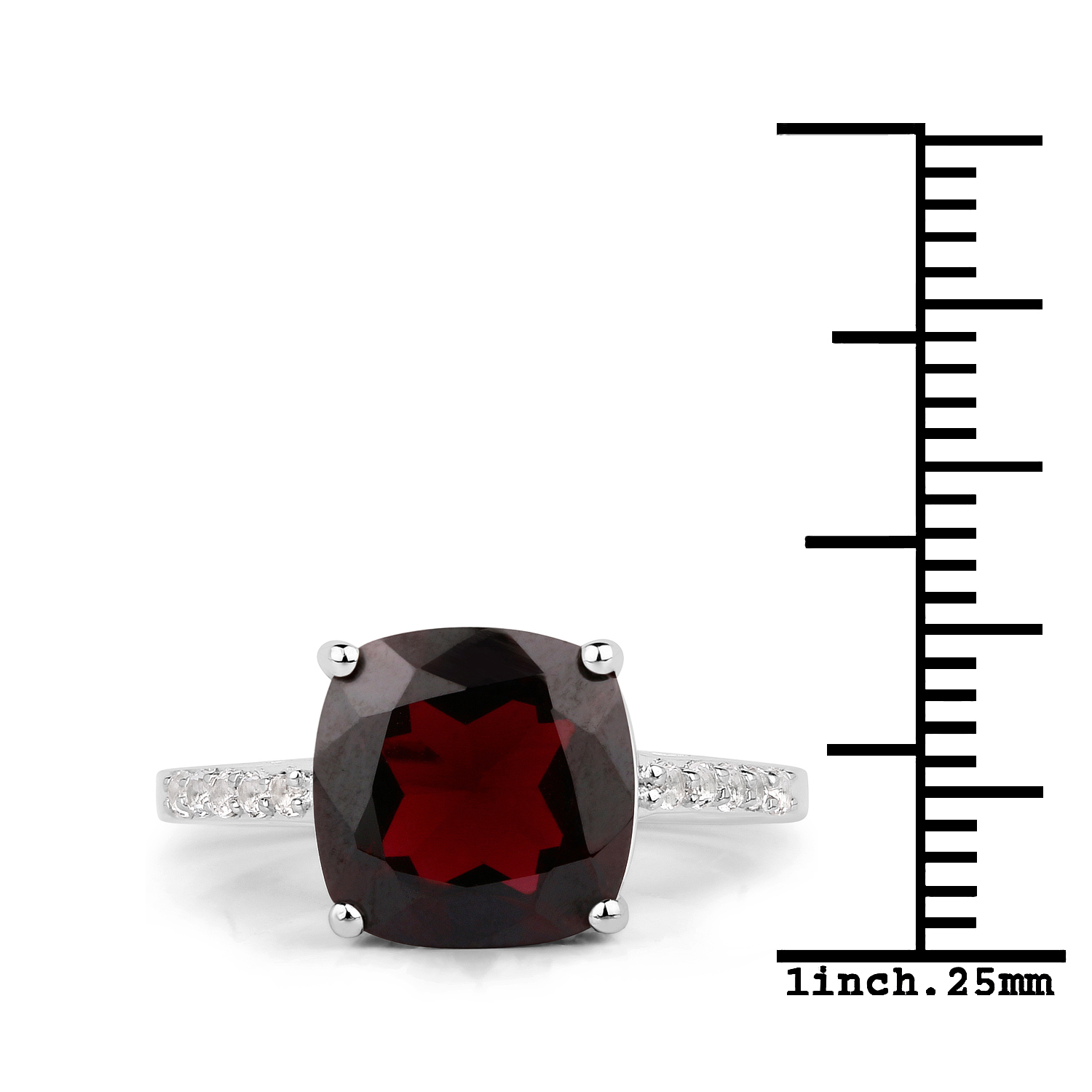 4.92 Carat Genuine Garnet and White Topaz .925 Sterling Silver Ring