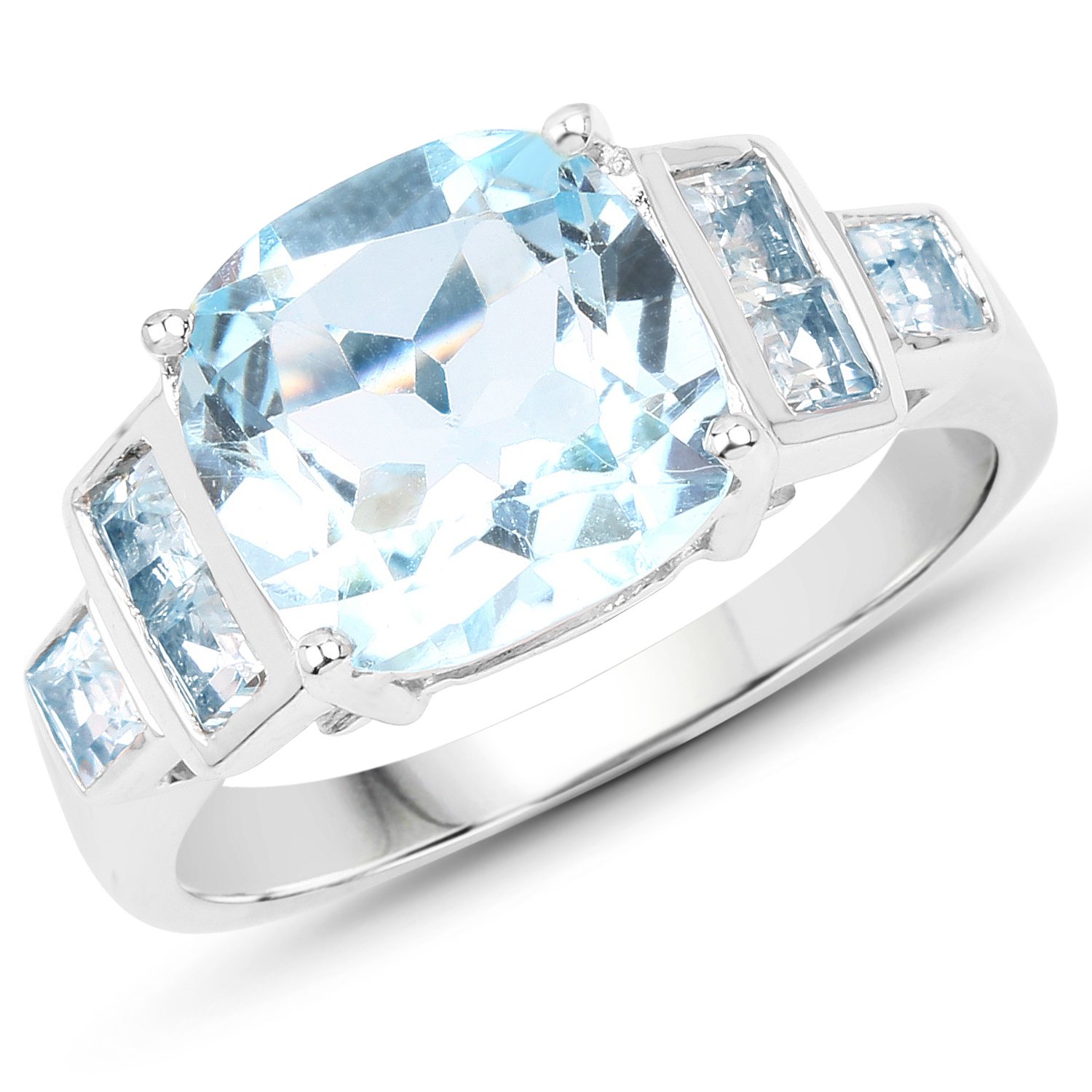 5.17 Carat Genuine Blue Topaz .925 Sterling Silver Ring