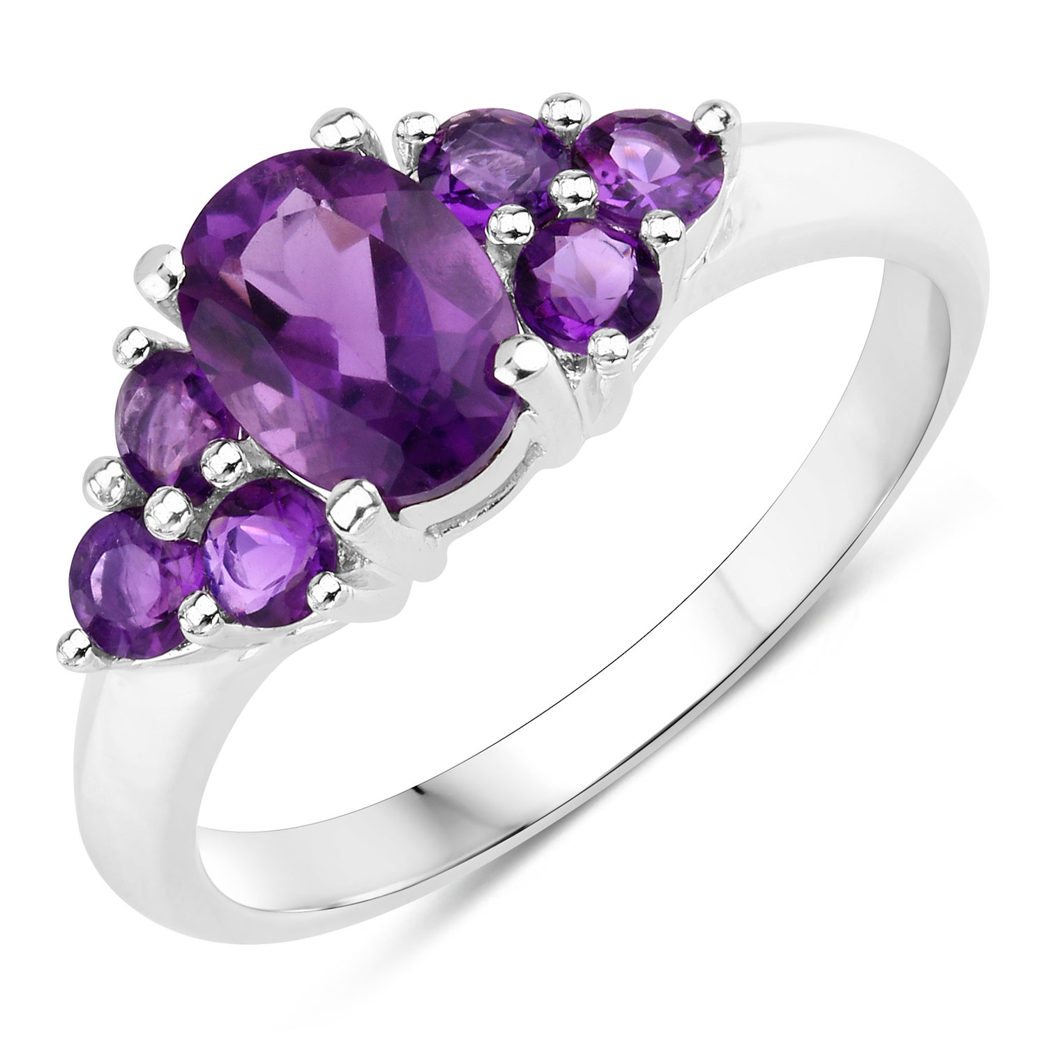 1.80 Carat Genuine Amethyst .925 Sterling Silver Ring