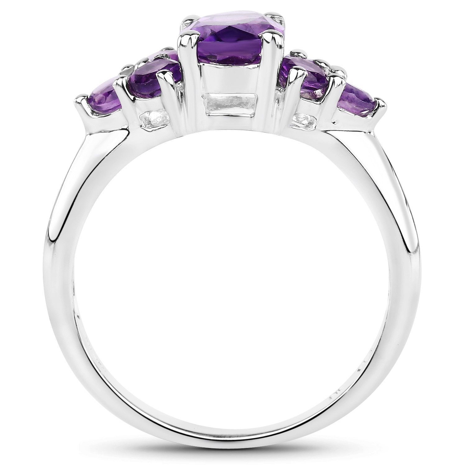 1.80 Carat Genuine Amethyst .925 Sterling Silver Ring
