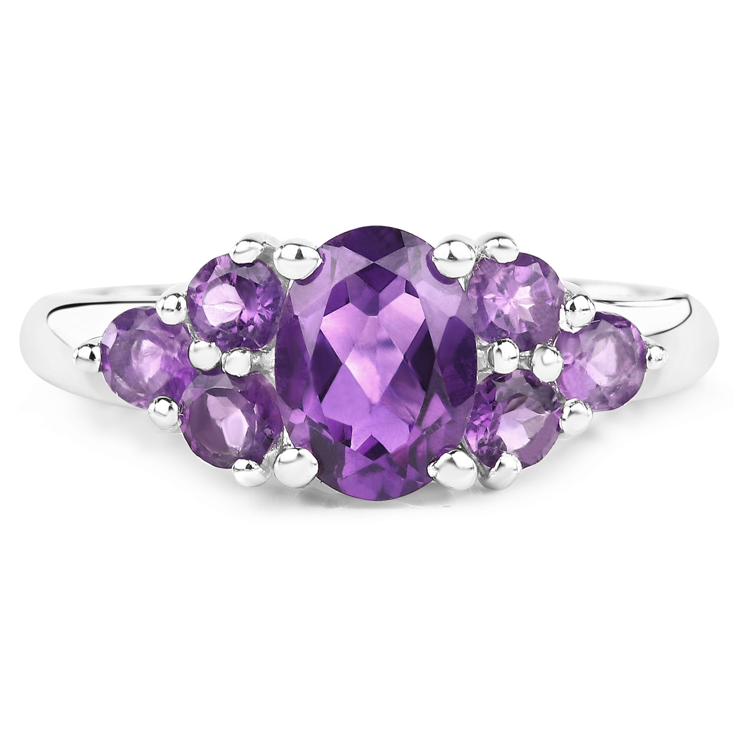 1.80 Carat Genuine Amethyst .925 Sterling Silver Ring