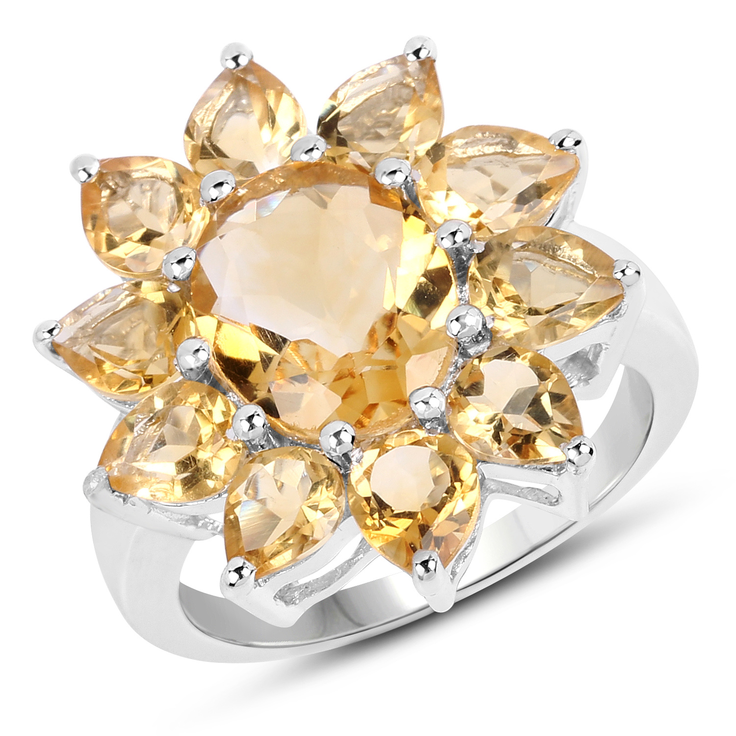 5.50 Carat Genuine Citrine .925 Sterling Silver Ring