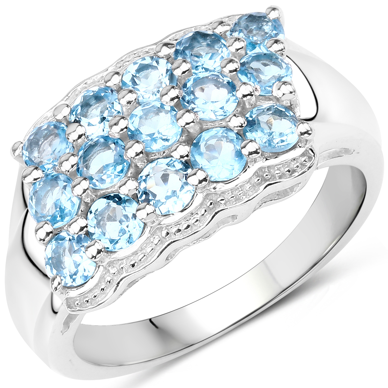1.50 Carat Genuine Swiss Blue Topaz .925 Sterling Silver Ring