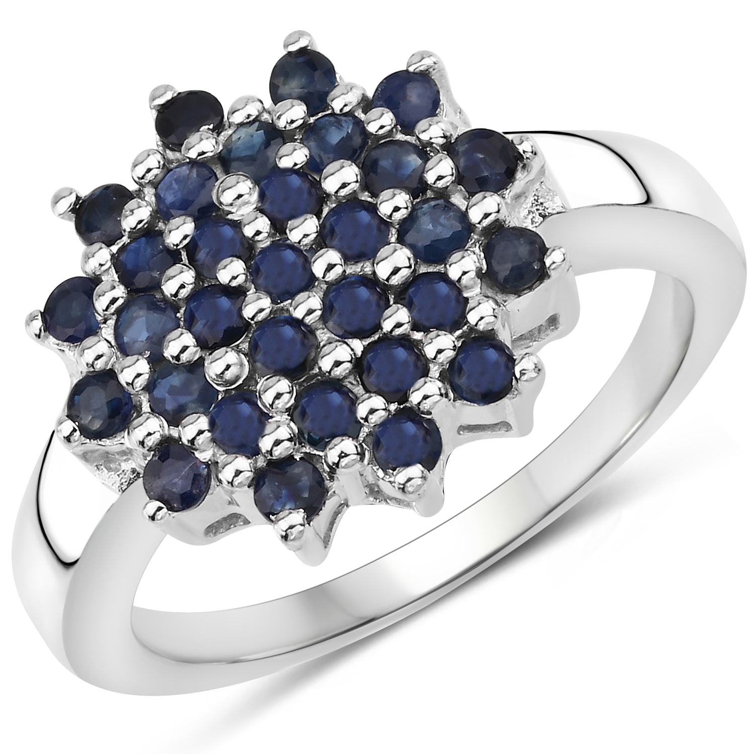 1.24 Carat Genuine Blue Sapphire .925 Sterling Silver Ring