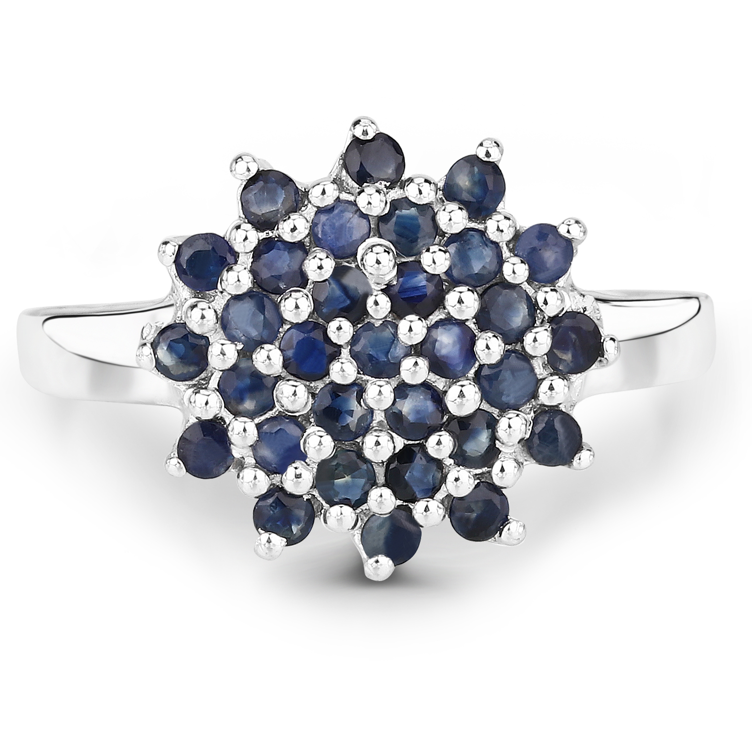 1.24 Carat Genuine Blue Sapphire .925 Sterling Silver Ring