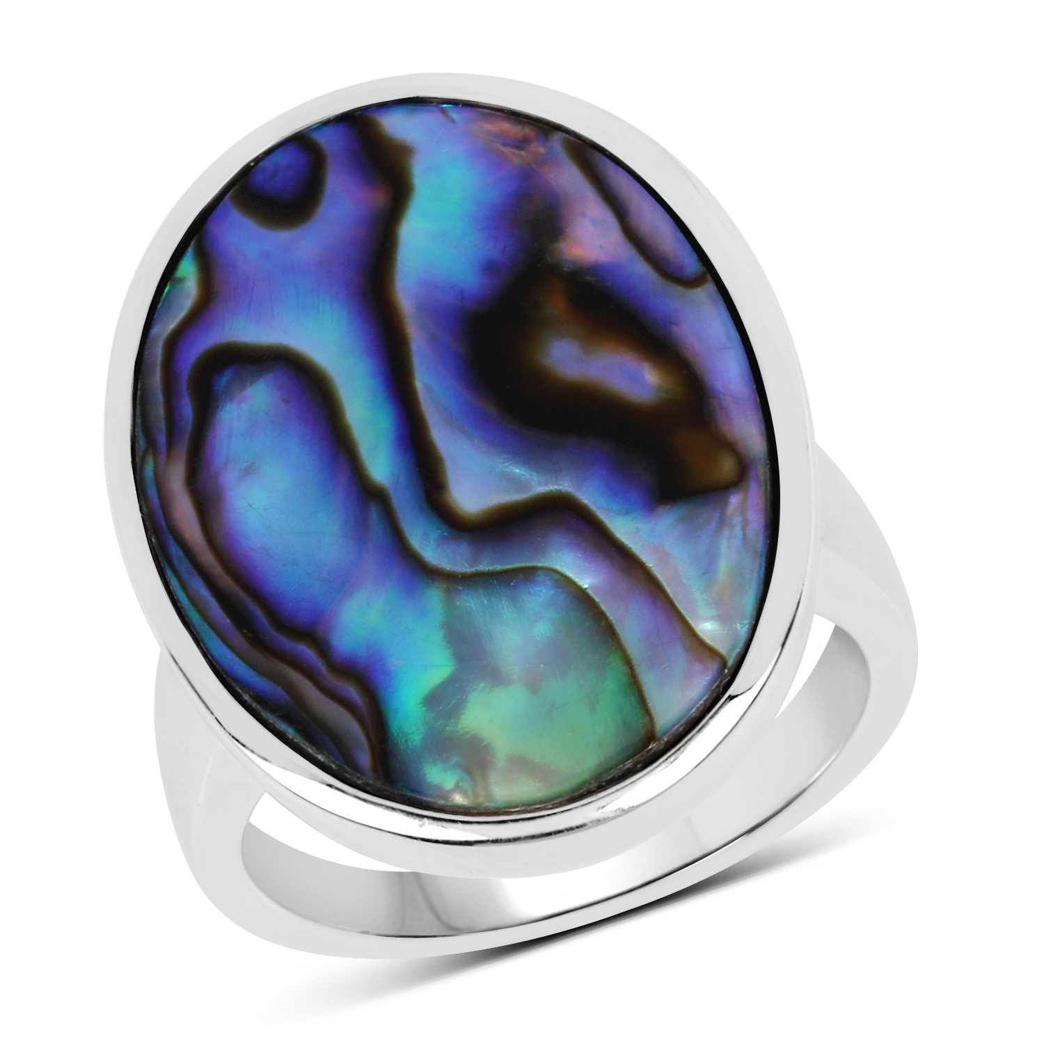 13.80 Carat Genuine Abalone .925 Sterling Silver Ring