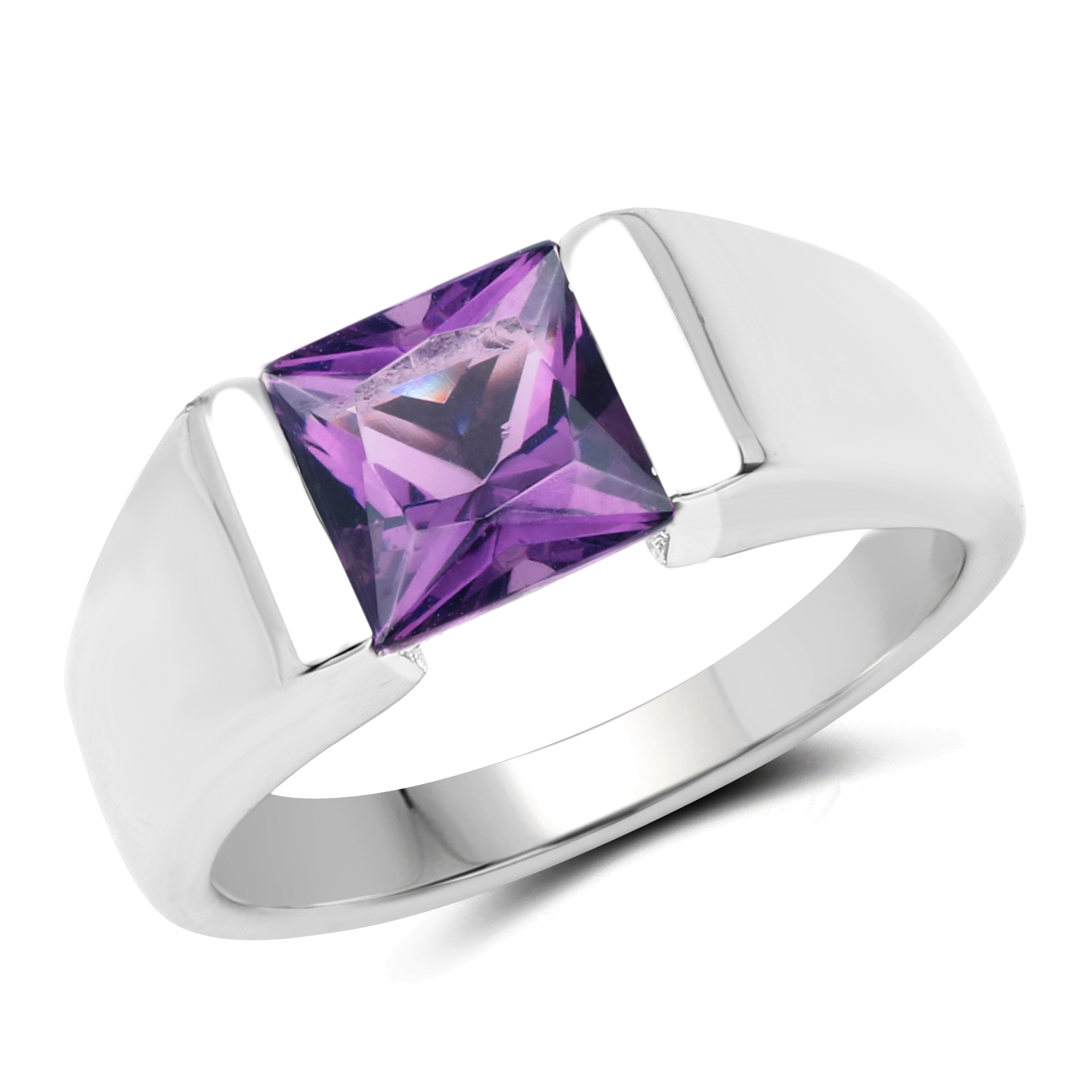 1.50 Carat Genuine Amethyst .925 Sterling Silver Ring