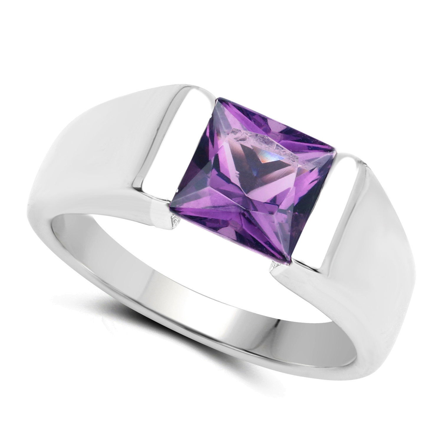 1.50 Carat Genuine Amethyst .925 Sterling Silver Ring