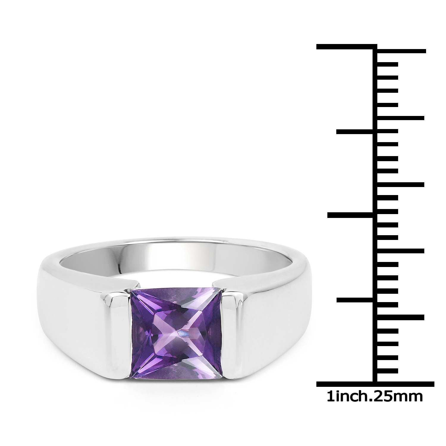1.50 Carat Genuine Amethyst .925 Sterling Silver Ring