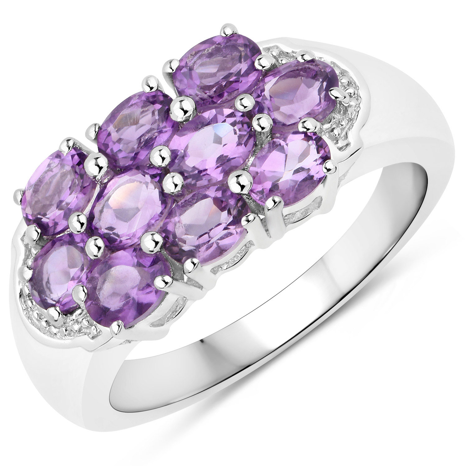 1.60 Carat Genuine Amethyst .925 Sterling Silver Ring